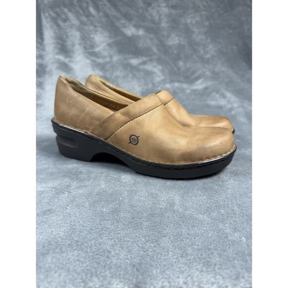 Born Shoes Womens 8 M Toby Slip On Clogs Brown Leather Comfort Low F38106 - Picture 1 of 10